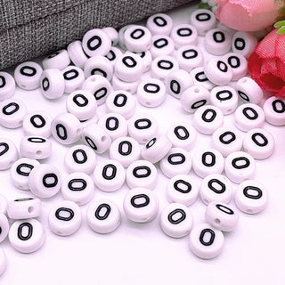 White Round Numbers  Acrylic Loose Spacer Beads