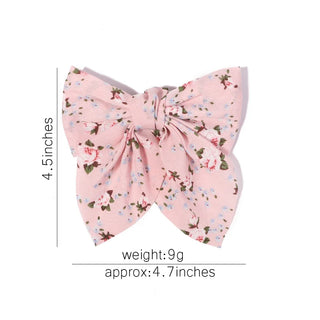 Women Girls Sweet Print Bows Hair Clips Hairpins Ribbon