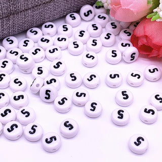 White Round Numbers  Acrylic Loose Spacer Beads