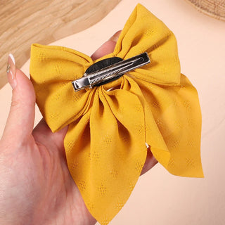 Women Girls Sweet Print Bows Hair Clips Hairpins Ribbon